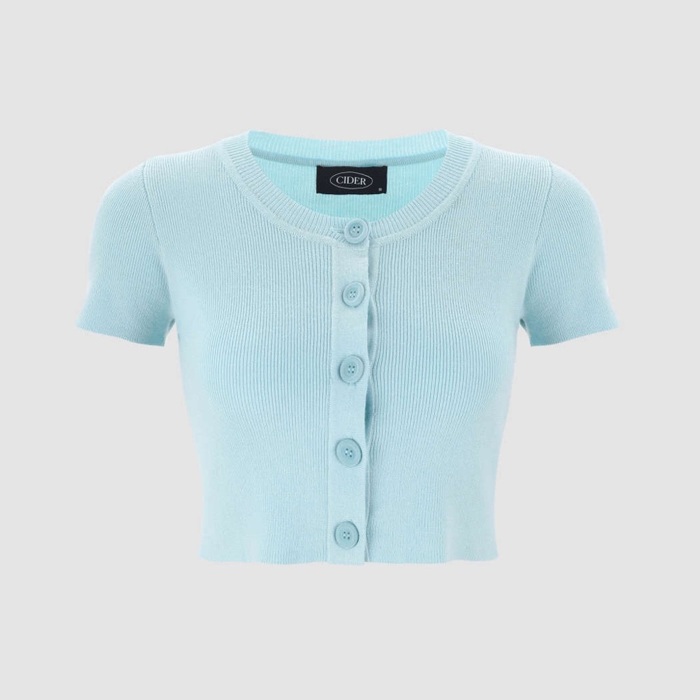 Cider light blue cropped cardigan